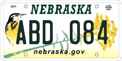 NE license plate ABD084