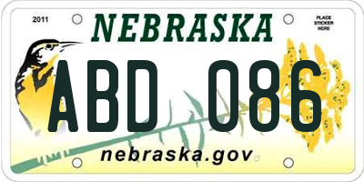 NE license plate ABD086