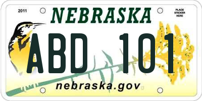 NE license plate ABD101