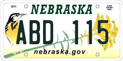 NE license plate ABD115