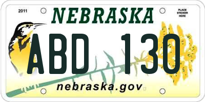 NE license plate ABD130