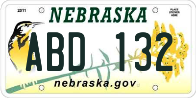 NE license plate ABD132