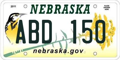 NE license plate ABD150