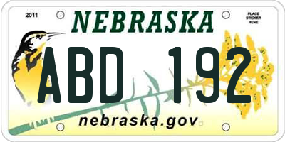 NE license plate ABD192