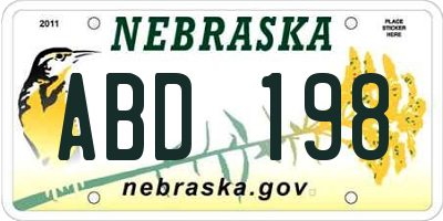 NE license plate ABD198