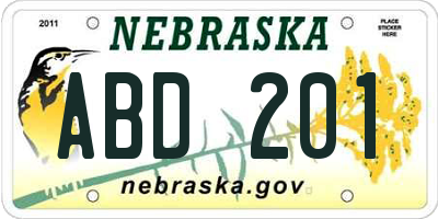 NE license plate ABD201