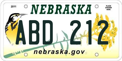 NE license plate ABD212