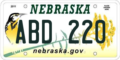 NE license plate ABD220