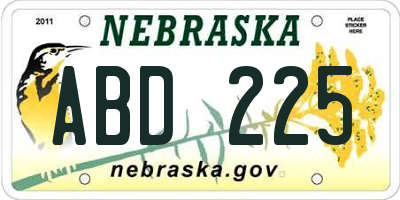 NE license plate ABD225