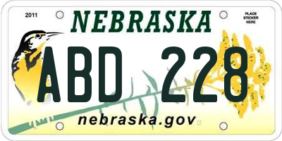 NE license plate ABD228