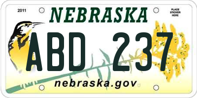 NE license plate ABD237