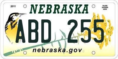 NE license plate ABD255