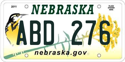 NE license plate ABD276