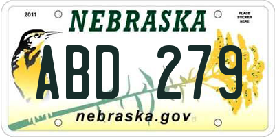 NE license plate ABD279