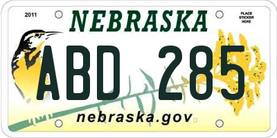 NE license plate ABD285