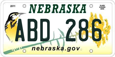 NE license plate ABD286