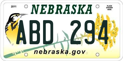 NE license plate ABD294