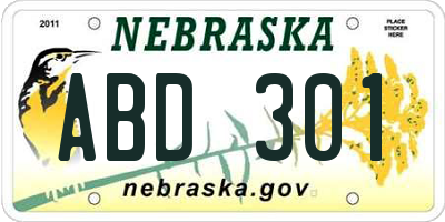 NE license plate ABD301