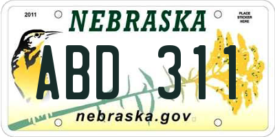 NE license plate ABD311