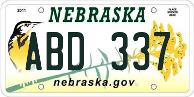 NE license plate ABD337