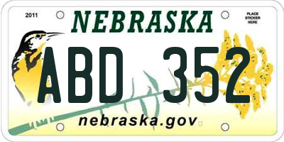 NE license plate ABD352