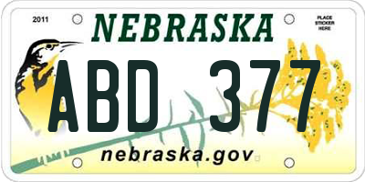 NE license plate ABD377