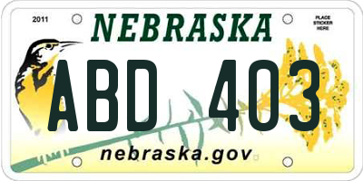 NE license plate ABD403