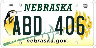 NE license plate ABD406