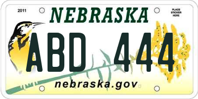 NE license plate ABD444