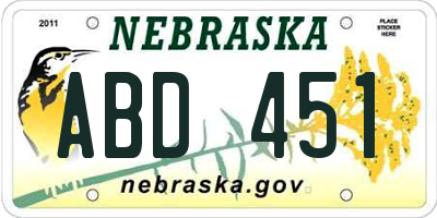 NE license plate ABD451