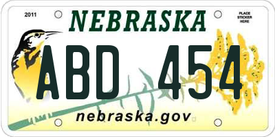 NE license plate ABD454