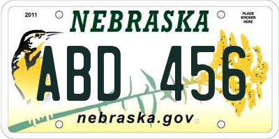 NE license plate ABD456