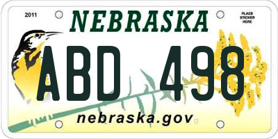 NE license plate ABD498