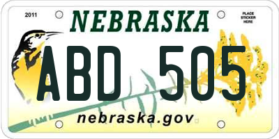 NE license plate ABD505