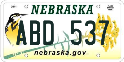 NE license plate ABD537