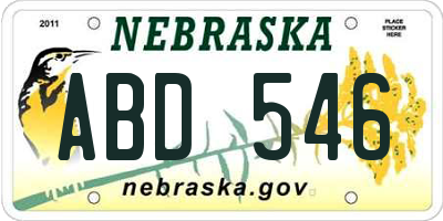 NE license plate ABD546