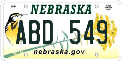 NE license plate ABD549