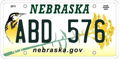 NE license plate ABD576