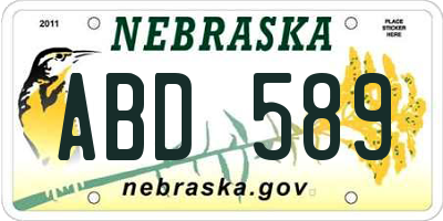 NE license plate ABD589
