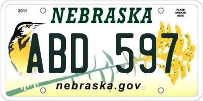 NE license plate ABD597