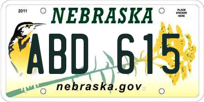 NE license plate ABD615