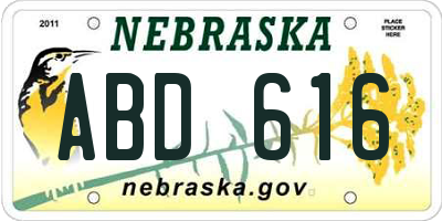 NE license plate ABD616