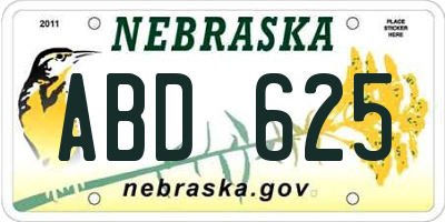 NE license plate ABD625