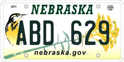 NE license plate ABD629