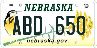 NE license plate ABD650