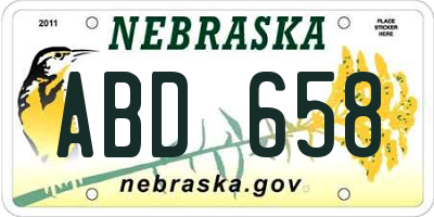 NE license plate ABD658