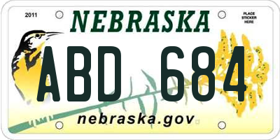 NE license plate ABD684