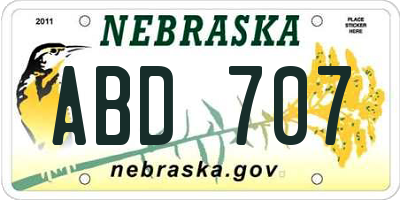 NE license plate ABD707