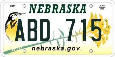 NE license plate ABD715