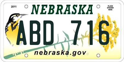 NE license plate ABD716
